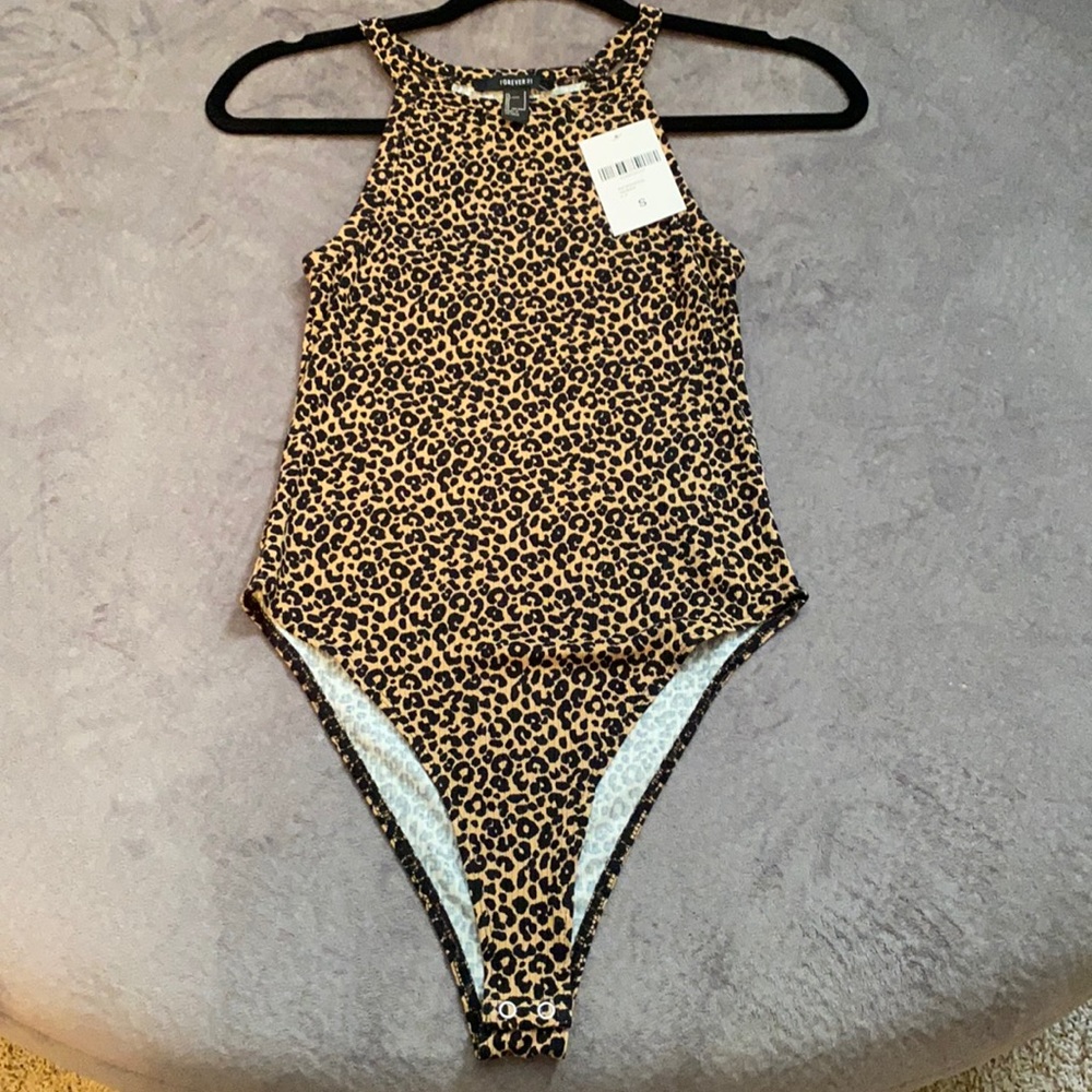 Leopard print halter style bodysuit